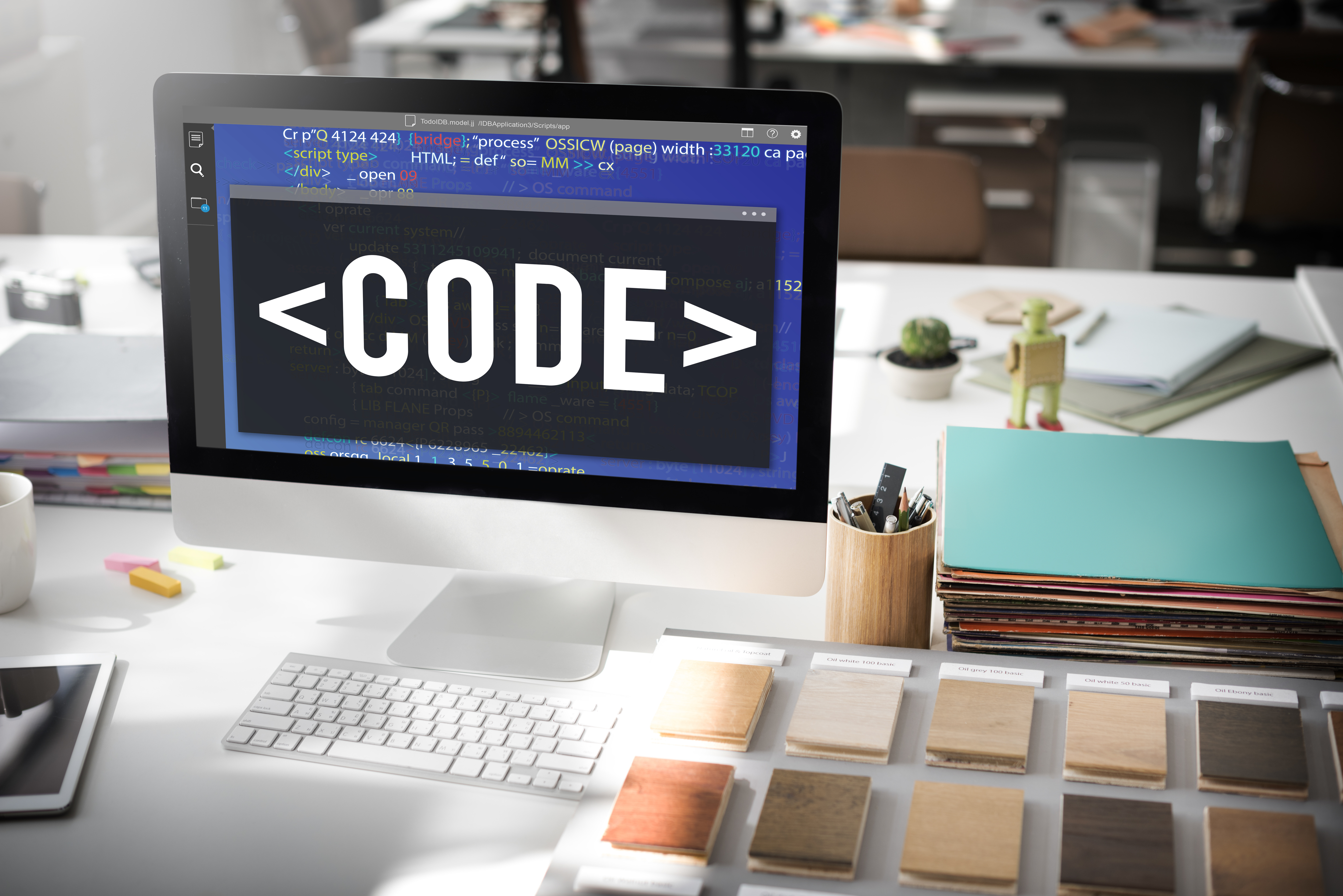 Computer screen displaying HTML code